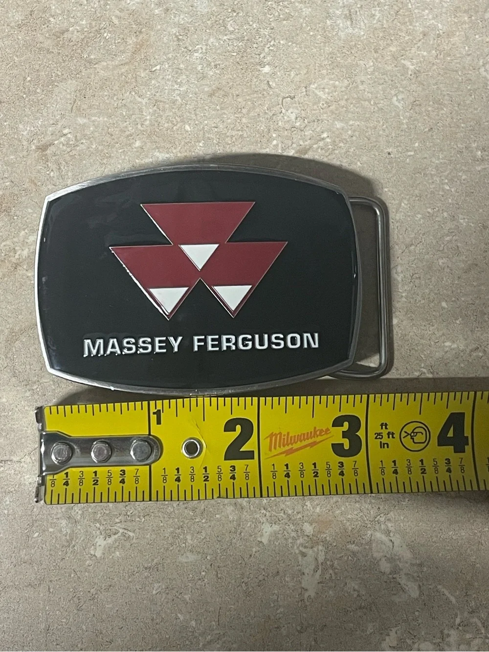 Rare Massey Ferguson Black Enamel Belt Buckle by SpecCast 03077 Triangles Red
